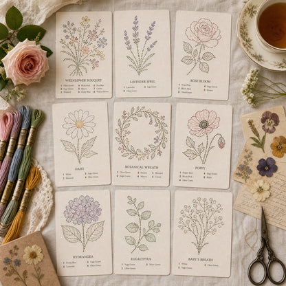 200 numbered botanical pattern cards