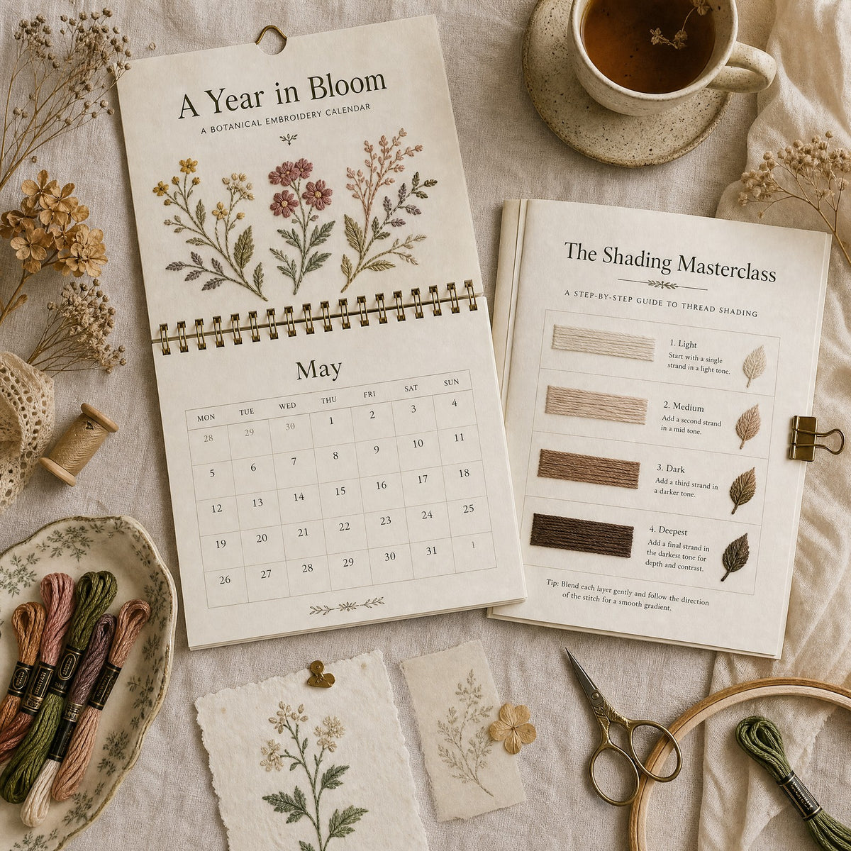 A Year in Bloom calendar & Shading Masterclass
